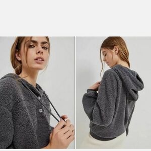 Anthropologie Charcoal Teddy Hooded Sweater